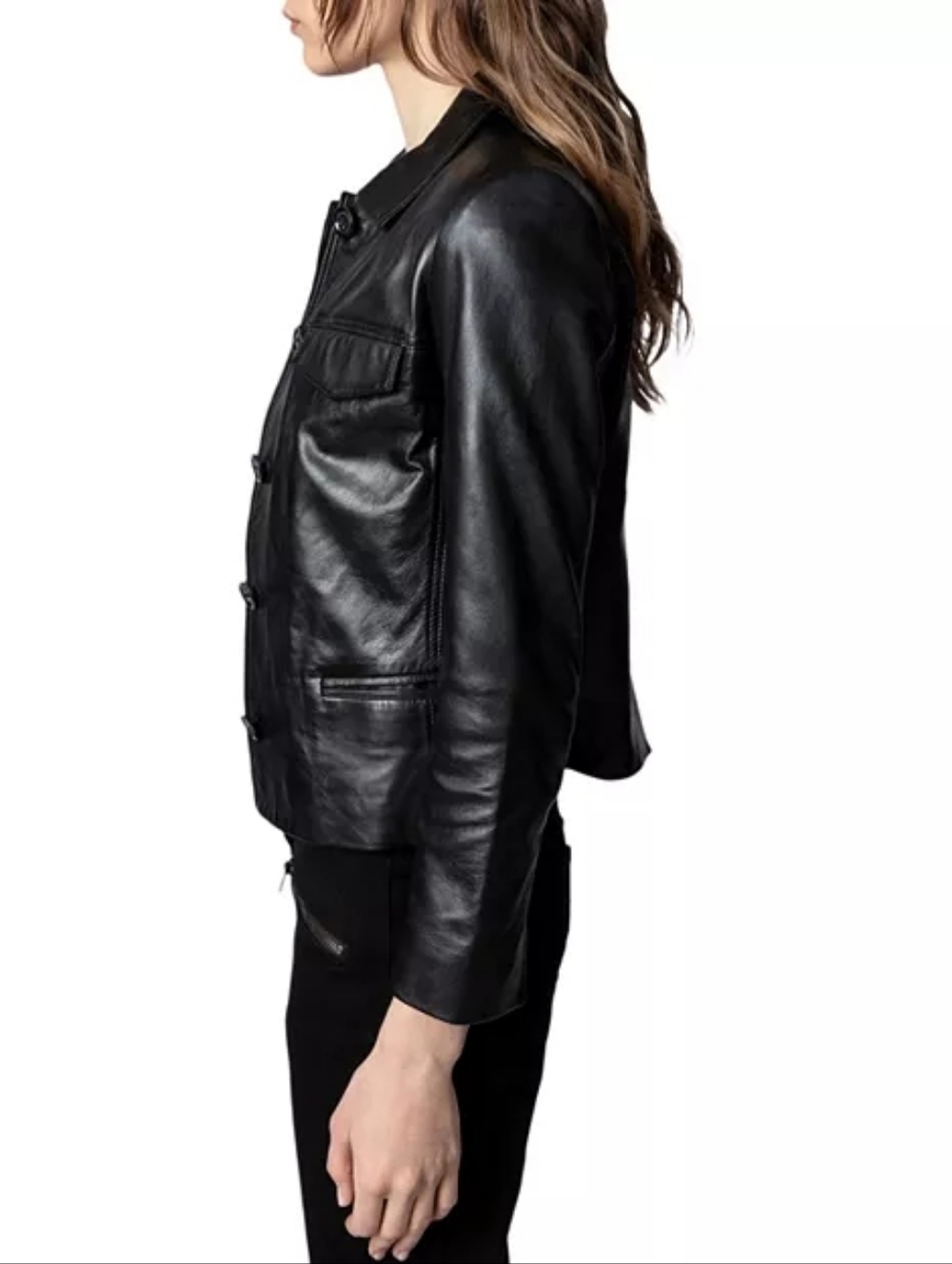 Zadig & Voltaire Liam Lamb Leather Button Up Jacket Nwt Size Small - Picture 5 of 16